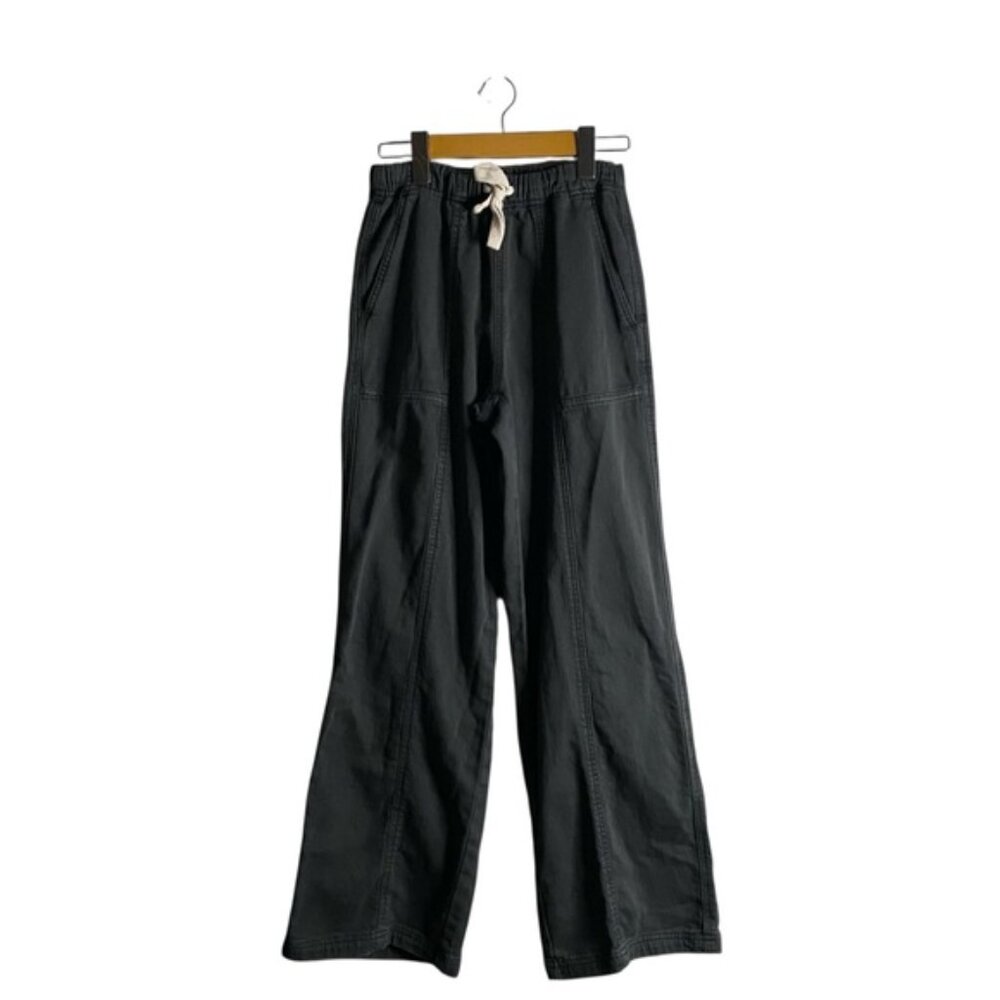 Aerie Women's Smoked Gray Me-Day Tie Waist Wide Leg Casual Pant - Picture 2 of 9